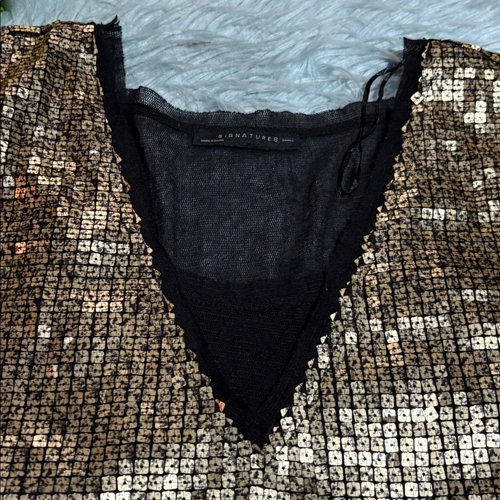 Signature8 Glittering Sequin Mesh Mini Dress sz S - Picture 3 of 9